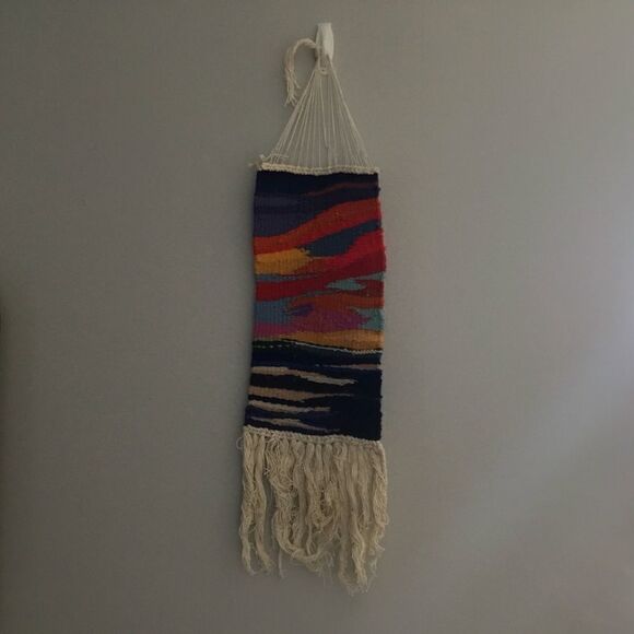 OOAK handmade woven wall hanging tapestry “Sunset”. A0003 - Picture 9 of 9